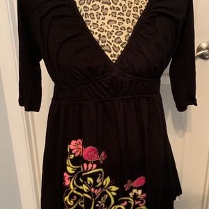 Black top with flowers